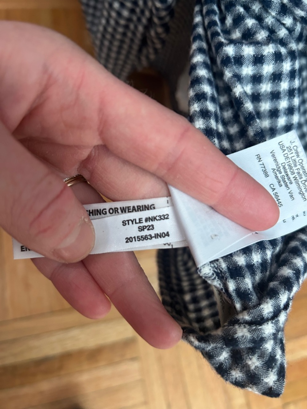 Madewell Navy & White Gingham Button-Front Tiered Dress - Picture 5 of 5